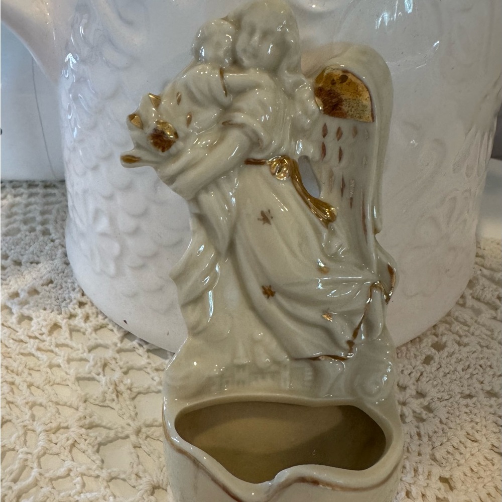 Vintage Angel & Baby Holy Water Fonts Set of 2 Porcelain 5”x2” - Picture 10 of 10